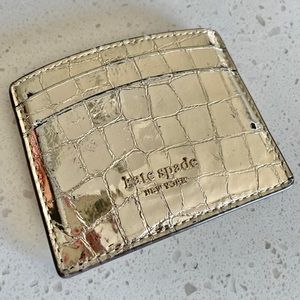 Kate Spade Romy Gold Croc-embossed Card Case